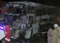 Southern Pakistan bus fire claims 18 lives and 28 people are wounded
