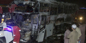 Southern Pakistan bus fire claims 18 lives and 28 people are wounded