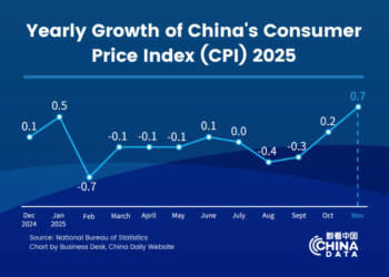 China’s CPI up 0.7% in November