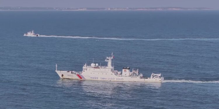 Fujian Coast Guard conducts routine law-enforcement patrols in the waters near Kinmen