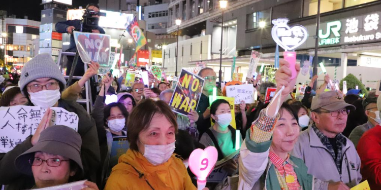 Japan opposition parties, citizens rally against gov’t move to ease arms export rules